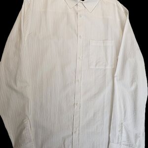 H&M Men's White Striped Light Casual Button Down Shirt - Regular Fit Large - New